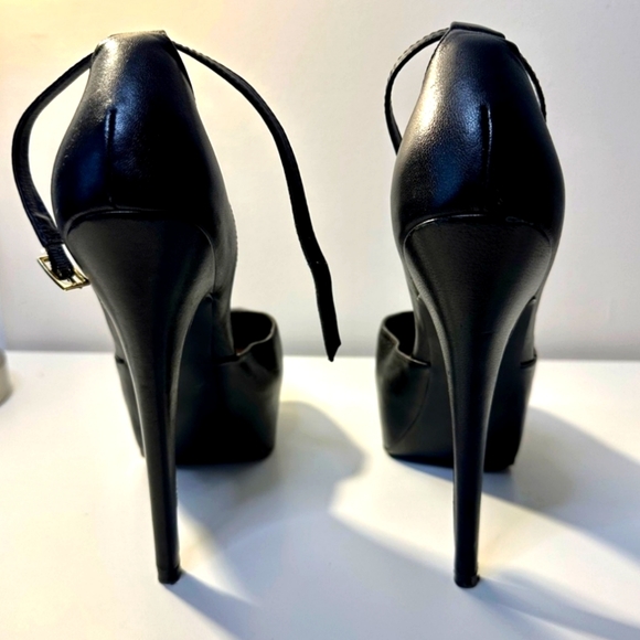 Steve Madden Deeny Stiletto Pumps Smooth Black Leather High Heels - Picture 4 of 11
